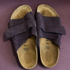 Women’s Suede Birkenstock Slide Kyoto Sandals in Dark Purple 38 Narrow